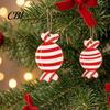 Christmas Photo Props 12/24/36Pcs Candy Cane Ornaments, Wooden Xmas Tree Decor with Red Green Rustic Striped Color, Holiday Hanging Decorations