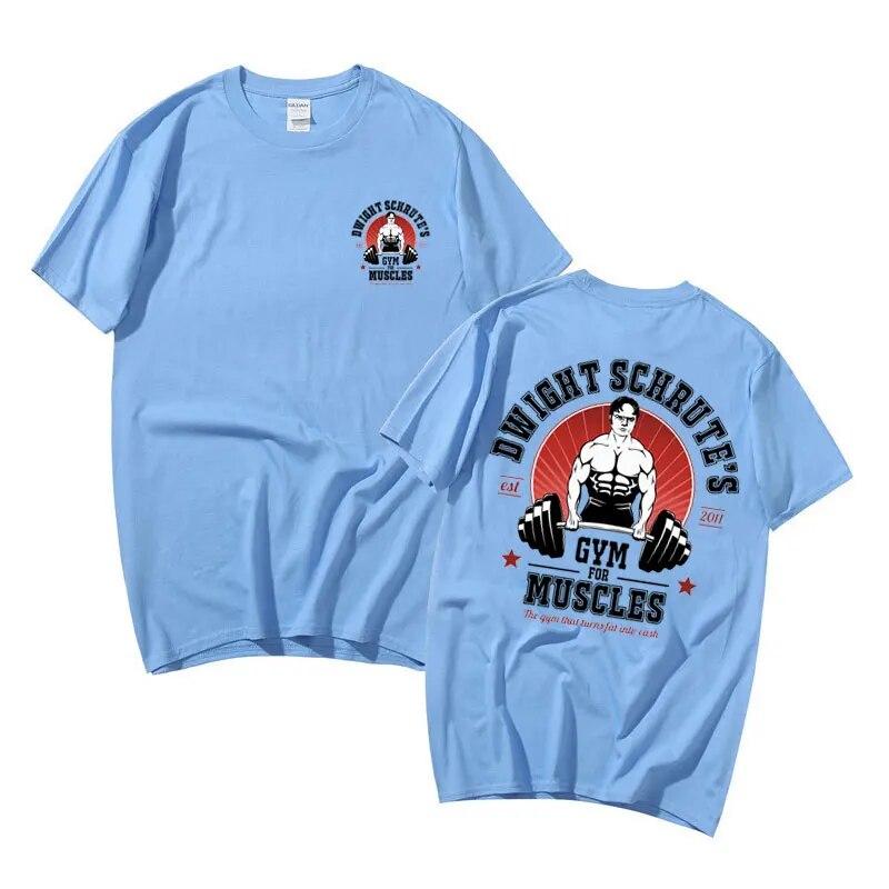 Powerhouse Gym Geek Dwight Schrute S Gym for Muscles Double Sided Print Tshirt Unisex Women Harajuku T Shirt Unisexs Cotton T-shirts