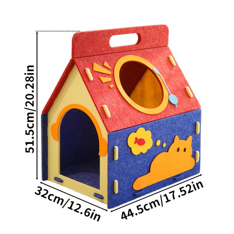 Handheld House Shape Cat Bed Felt Pet Nest Portable Cat Cave Home Pet Supplies Soft Resting House Kitten Household Pet Accessory