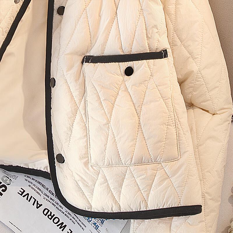 Sibaishé Women's Contrast Lapel Loose Cotton Padded Jacket