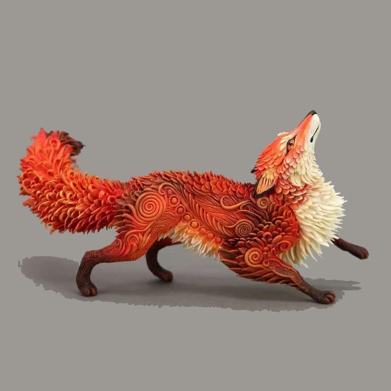 Adorable Fox Figurine Charming Resin Decorative Statue For Home And Garden Display