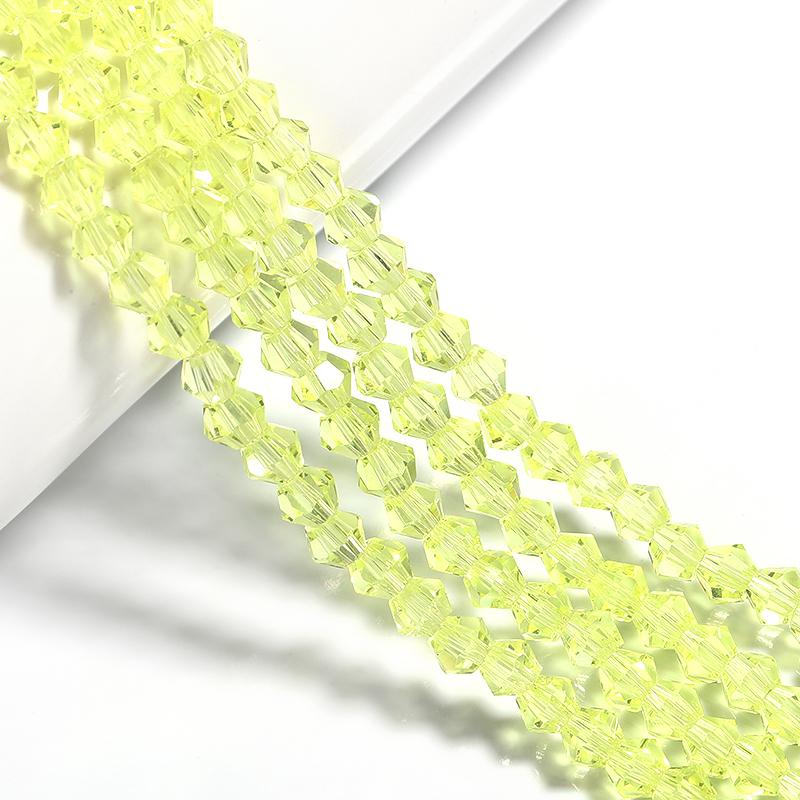 Apx 95pcs/Strand 4mm Shiny Crystal Beads Bicone Beads Faceted Glass Beads Loose Spacer Beads for Bracelet DIY Jewelry Making