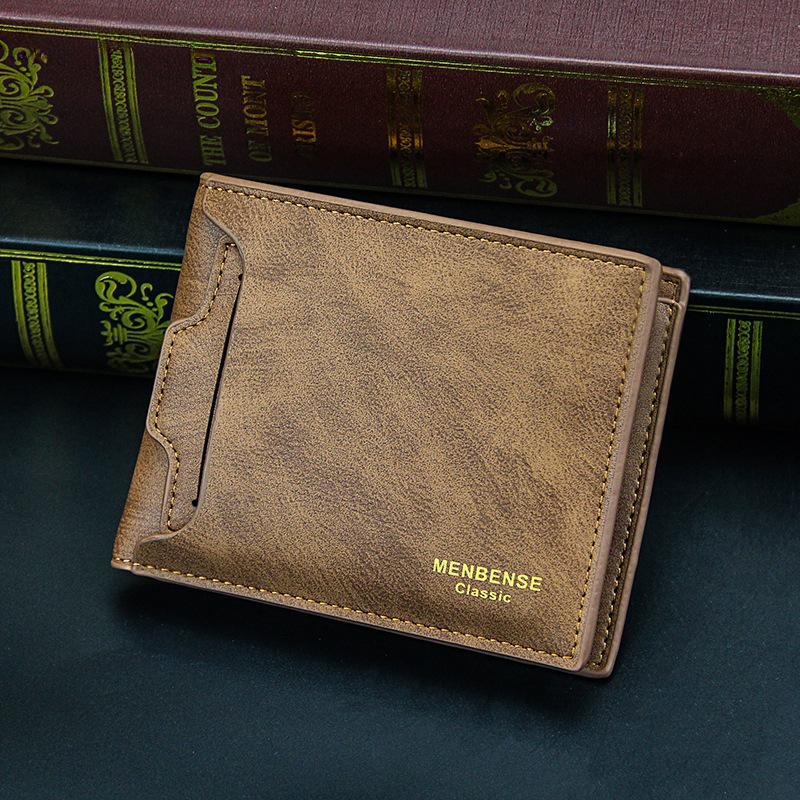 Classic Men's Wallets Vintage Genuine PU Leather Wallet RFID Anti Theft Short Fold Business Card Holder Purse Wallet Man
