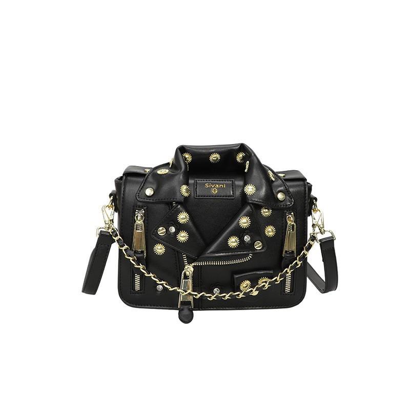 

Bags Personalized Small Suit Clothes Bag Women s Niche Rivet Chain Inlaid Cross-section Square чёрный