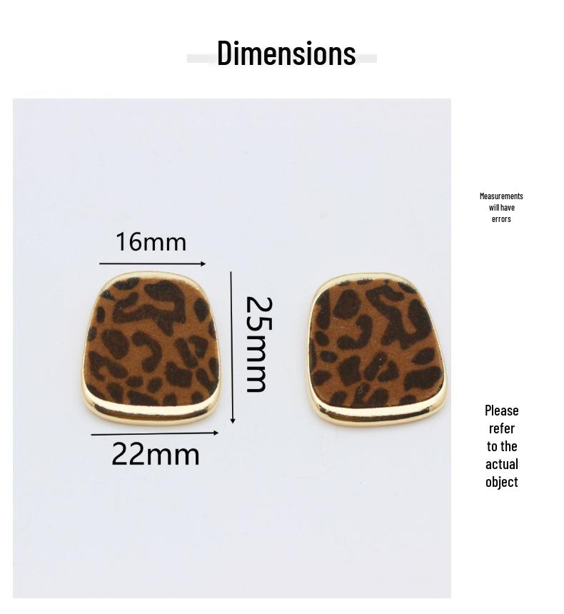 High-End Brown Geometric Leopard Print Stud Earrings - Minimalist Luxury Design