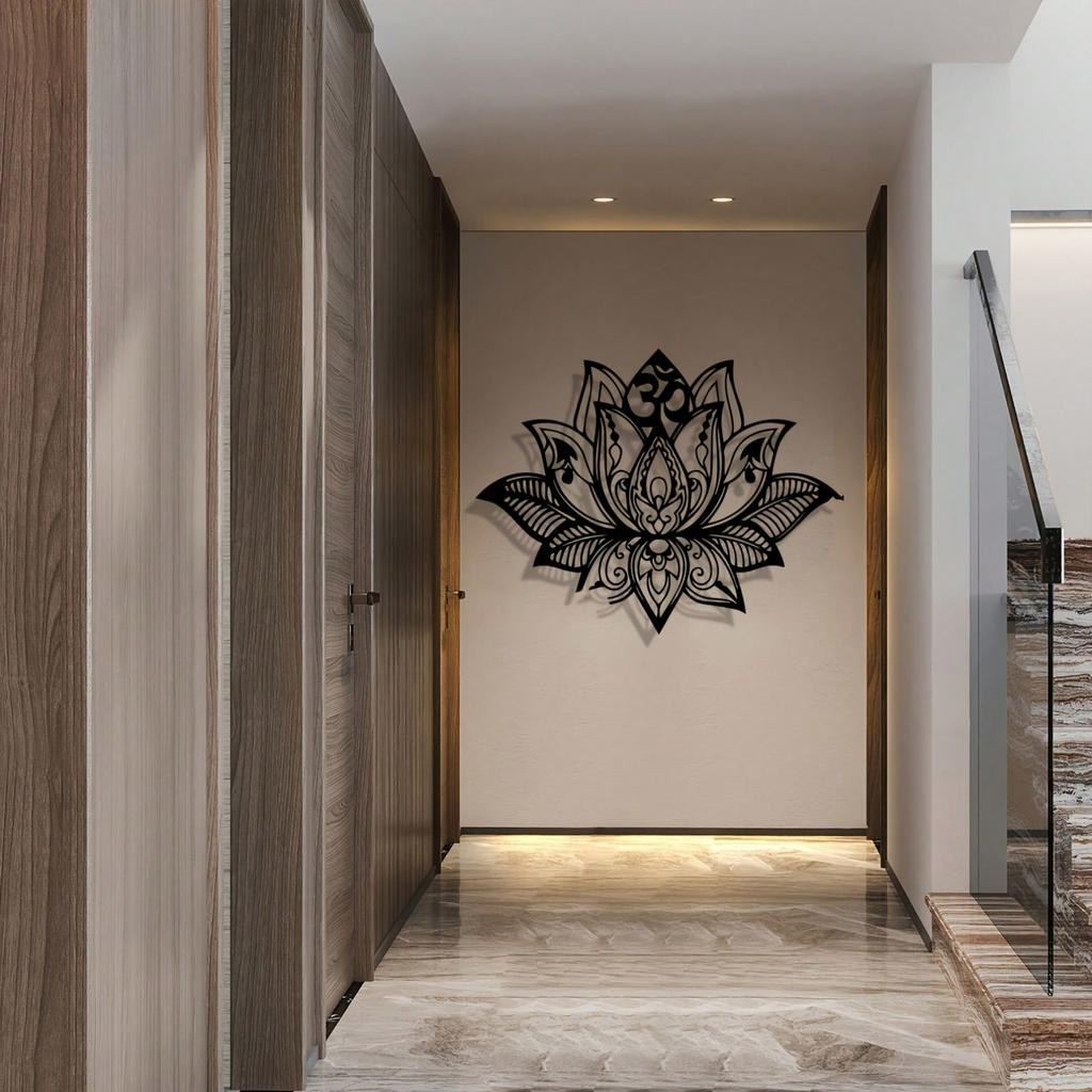 Wrought Iron Wall Panel Lotus Mandala Yoga Meditation Decor