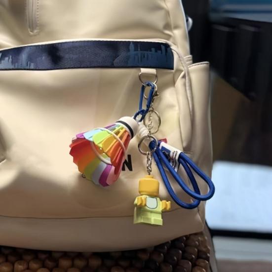 Badminton Ornament 3D Printed Shuttlecock Key Chain with Handcrafted Finishing Rainbow Color Backpack Desk Decor