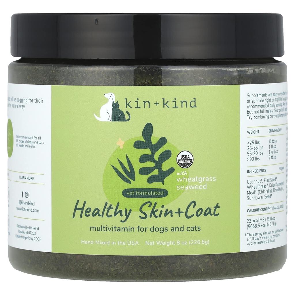 Kin+Kind Healthy Skin and Coat, Multivitamin for Dogs and Cats, 226.8G(8Oz)