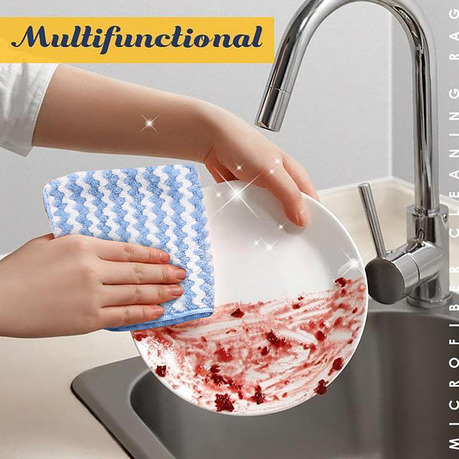 

Тряпка для чистки из микрофибры, коралловые бархатные кухонные полотенца, многоразовые кухонные салфетки для чистки, 30x30 см One Size синий