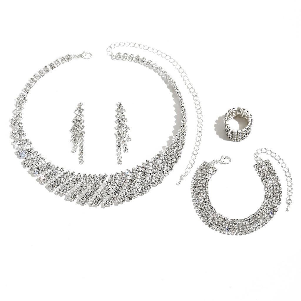 Ladies Accessories Dinner Banquet Accessories Five-Piece Jewelry Wedding Women'S Necklace Earrings Bracelet Ring