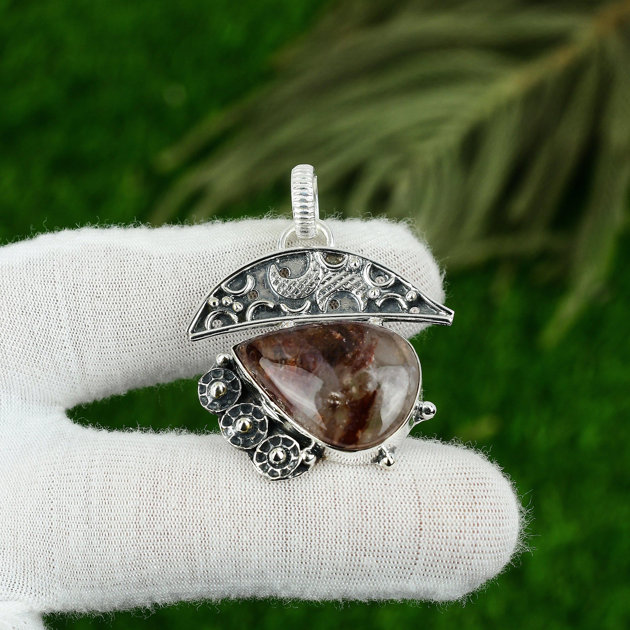 

Natural Cacoxenite Gemstone Indian Jewelry 925 Sterling Silver Pendant For Girls