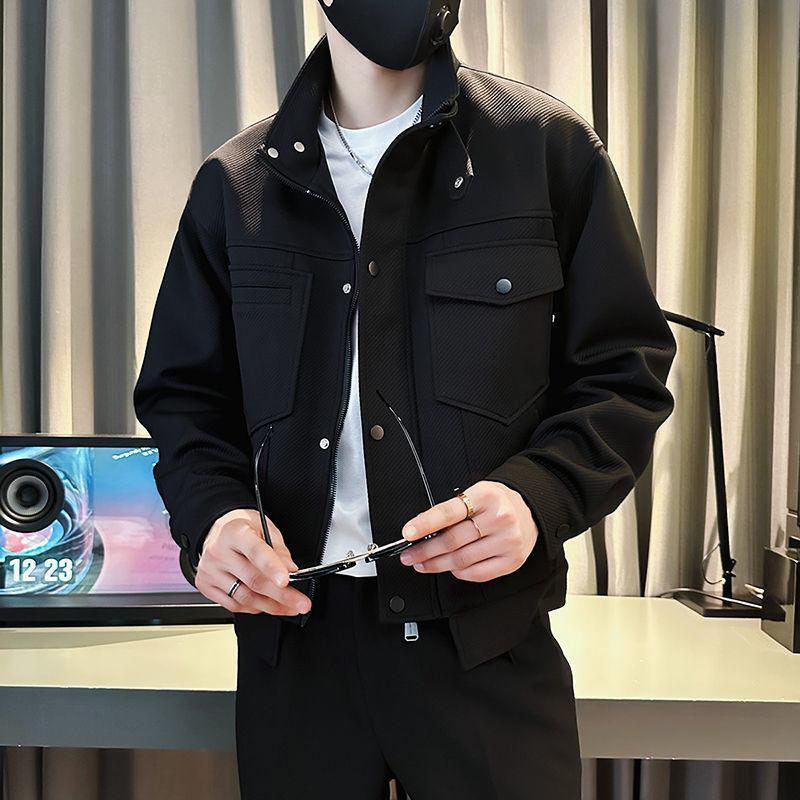 

2025 Trendy Men s Stand-Up Collar Short Workwear Jacket - Stylish Spring/Autumn Outerwear M, Recommended 95-110 jin