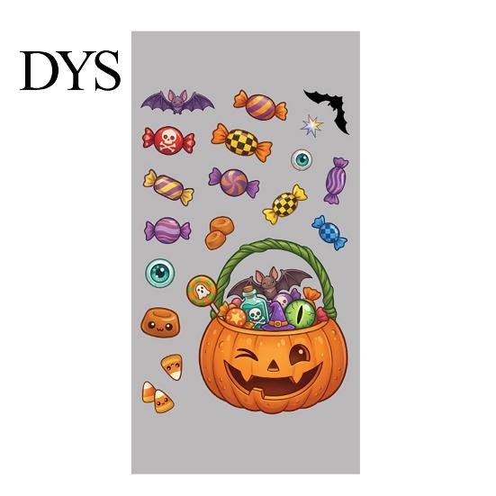 Cartoon Ghost Pumpkin Decals Halloween Window Cling Stickers, Candy Glass Decals, Self-Adhesive Removable Party Supplies for Art Home Doors