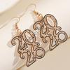 Minimalist New Year 2026 Earrings Hollow Out Metal Pendant Drop Earrings For Women Men New Year Jewelry Gifts