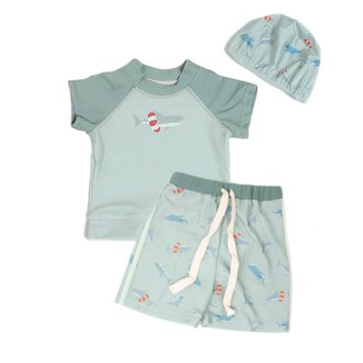 Official Mirasic Short Sleeve Rash Guard Top and and Set for Boys and UV Sun Simple Dinosaur Shark Suitable for Boys and and Kindergarten Kids' Set,