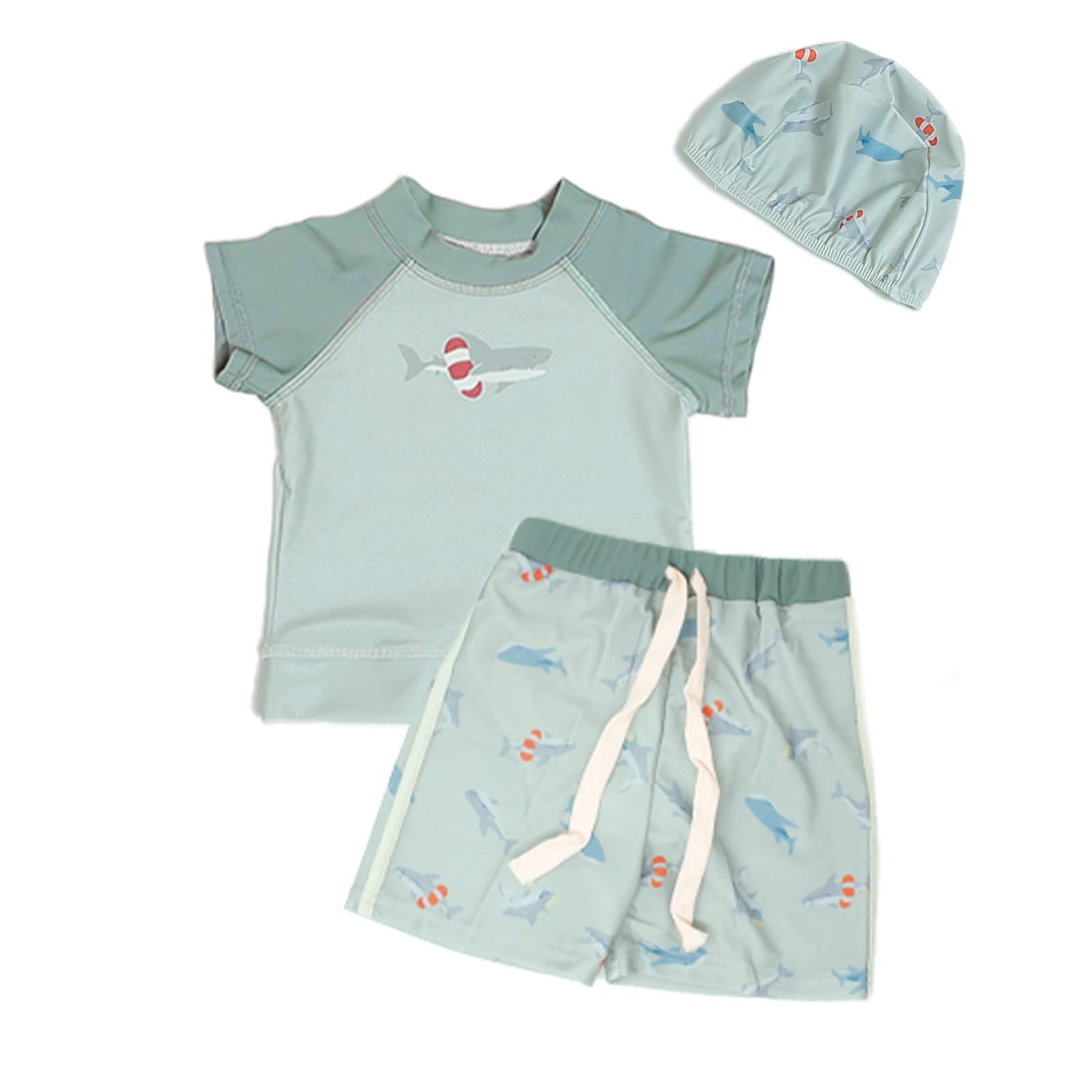 

Официальный топ с коротким рукавом и комплект рашгарда Mirasic для мальчиков и защита от солнца УФ Простой динозавр акула Подходит для мальчиков и комплект для детсадовцев, серый