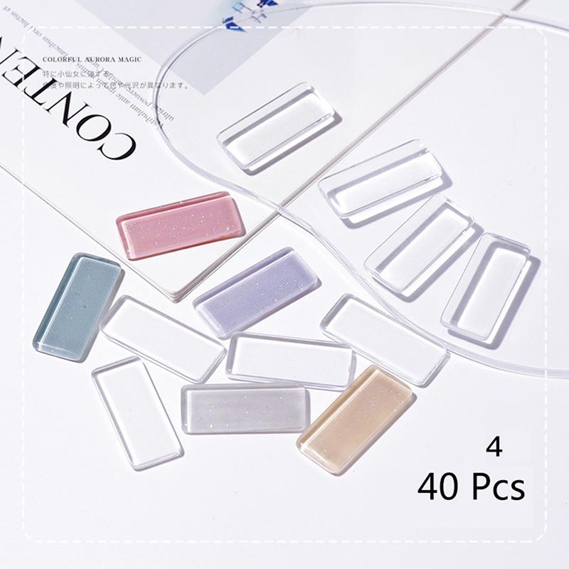 40Pcs Transparent Glass Nail Art Display Showing Polish Color Board Tips Tools
