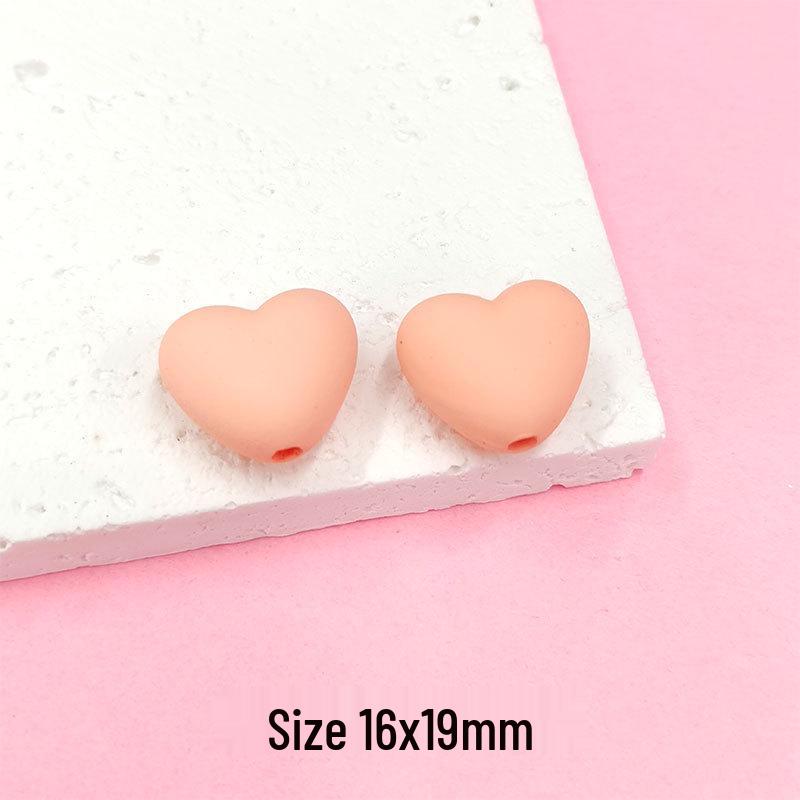 Perles Macaron Cœur - Cœur Pêche en Caoutchouc Tactile pour Collier, Bracelet et Accessoires de Cheveux DIY (E18)