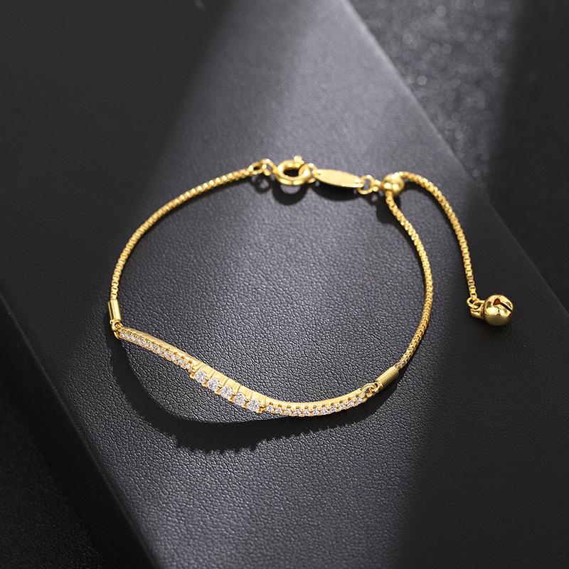 Simple And Minimalist Bracelet For Women, Micro-Inlaid Zircon Jewelry, Adjustable Length Exquisite Jewelry