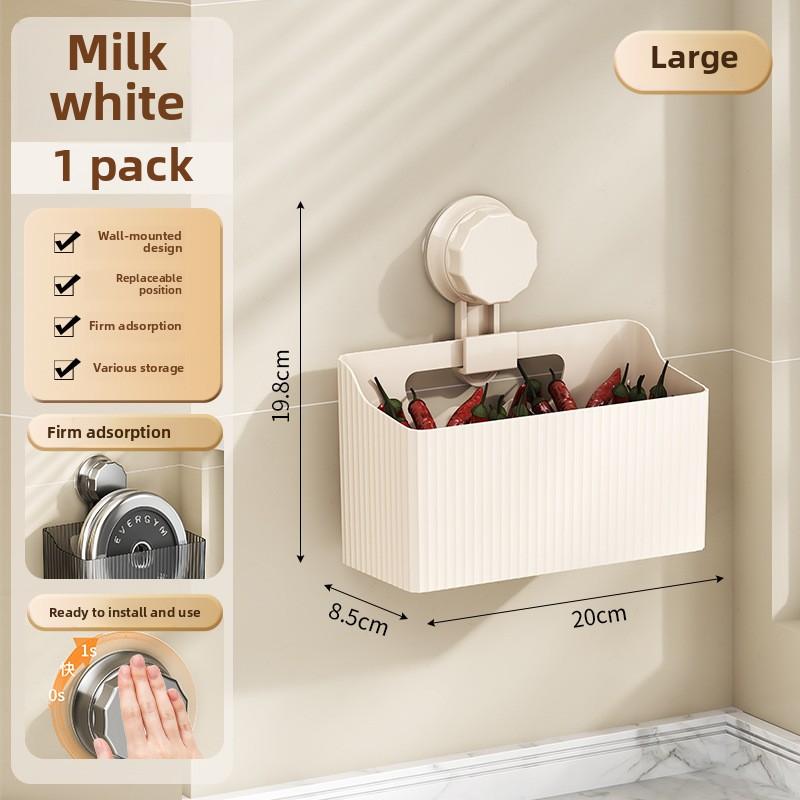 New suction cup wall-mounted kitchen storage rack onion, ginger and garlic seasoning storage kitchen onion, ginger and garlic storage basket rack