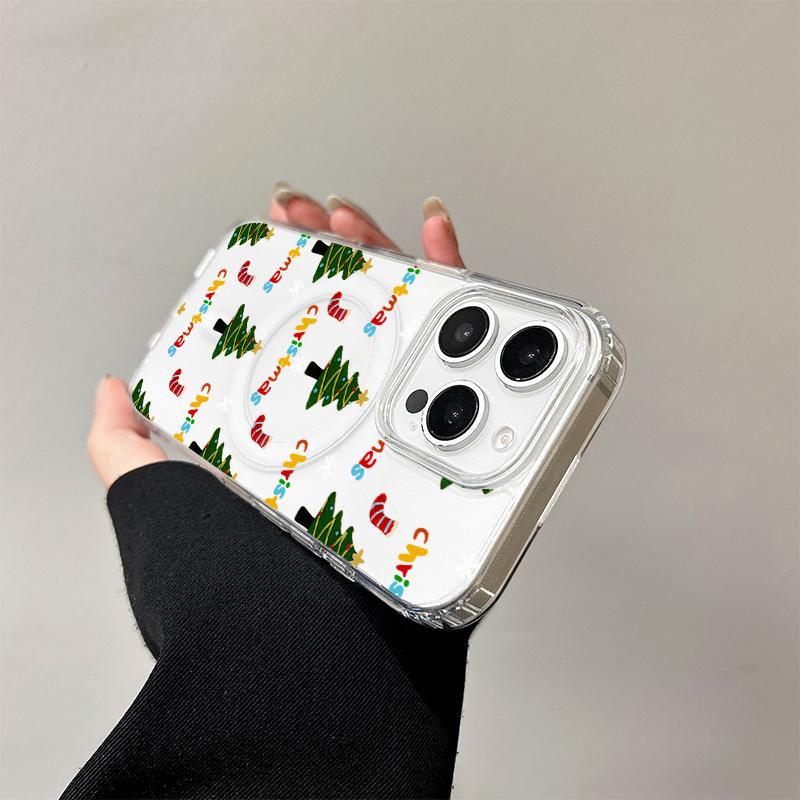 Green Christmas Tree Magnetic Case for Samsung Galaxy S25 Edge S24 S23 S22 S21 Ultra Plus FE A56 A55 A54 A36 A35 A26 A16 Cover