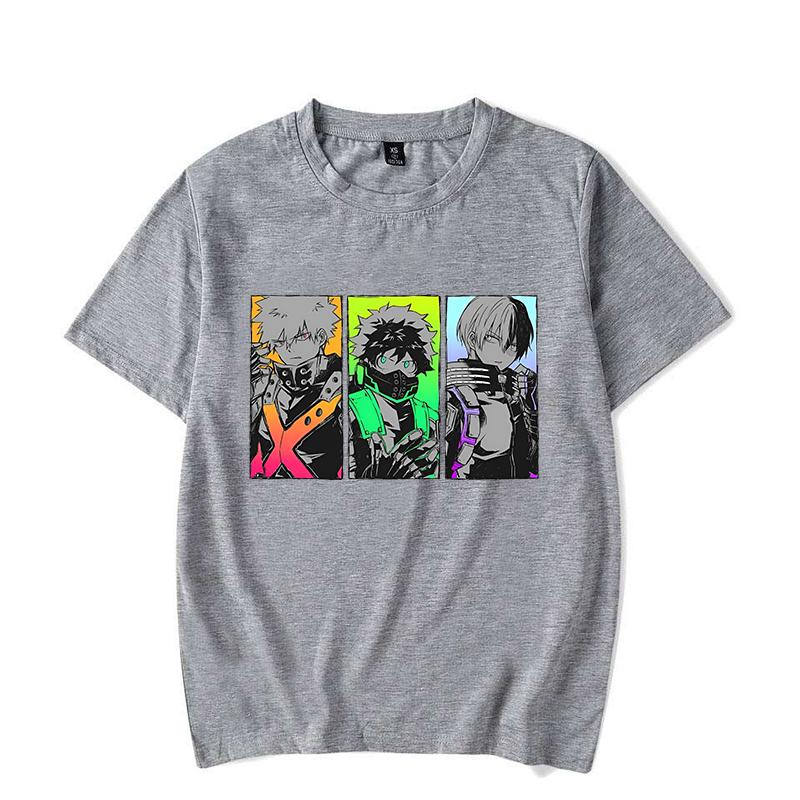 Neues Deku Bakugou Katsuki Todoroki Shoto Print T-Shirt Rundhals Locker Kurzarm Oberteil Anime Grafik Unisex Cooles Shirt