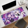 Gaming Mouse Pad Large Desk Mat Antislip Base Stitched Edges Pink Neon Anime Girl Print Keyboard Pad for Gamer Home Office