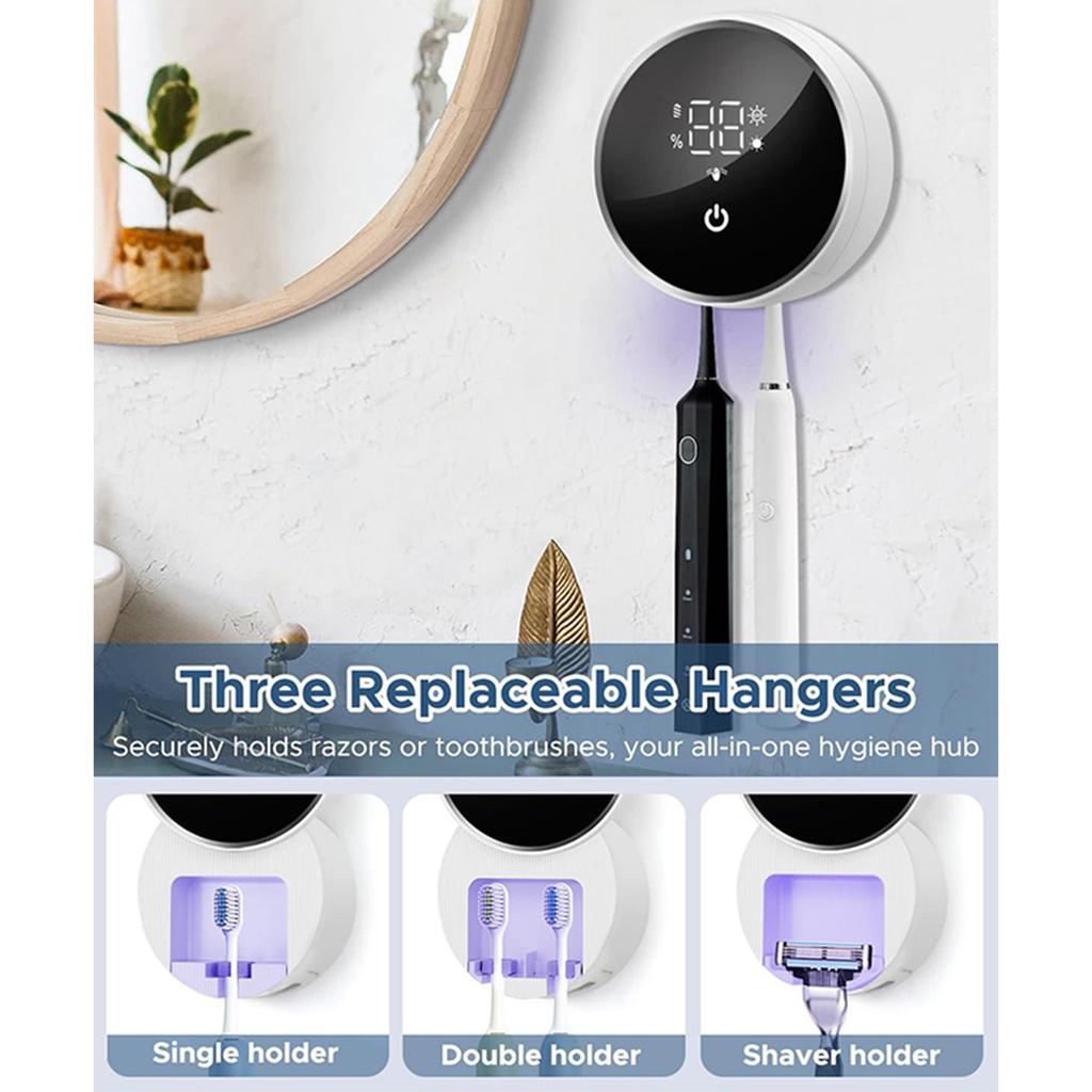 Toothbrush Holder, Toothbrush Holder For Bathroom, Wall-Mounted Cleaner Organizer With Auto-Inductive Cover,  Drying Fits Most Electric, Ma