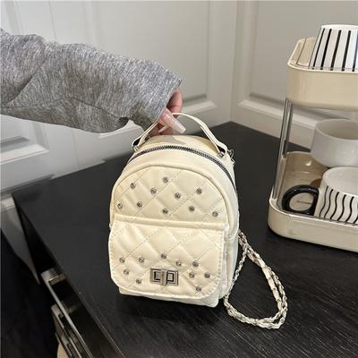 Diamond-encrusted Backpack Bag Women's New Trendy Fashion Versatile Chain High-value Small Schoolbag