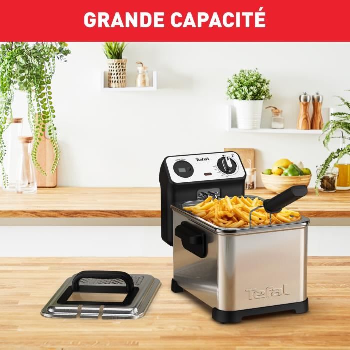 TEFAL Friteuse Huile Semi-professionnelle, 2400 W, 3 L (jusqu'à 4 Pers), Filtre Breveté, Thermostat Réglable, Filtra Pro FR511170