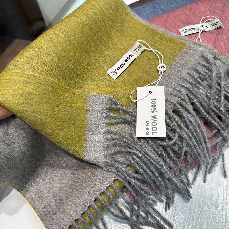 Designer! Color Matching Narrow Version 100 Pure Wool Scarf Women's Winter Couple Commuting Advanced Sense Warm Scarf