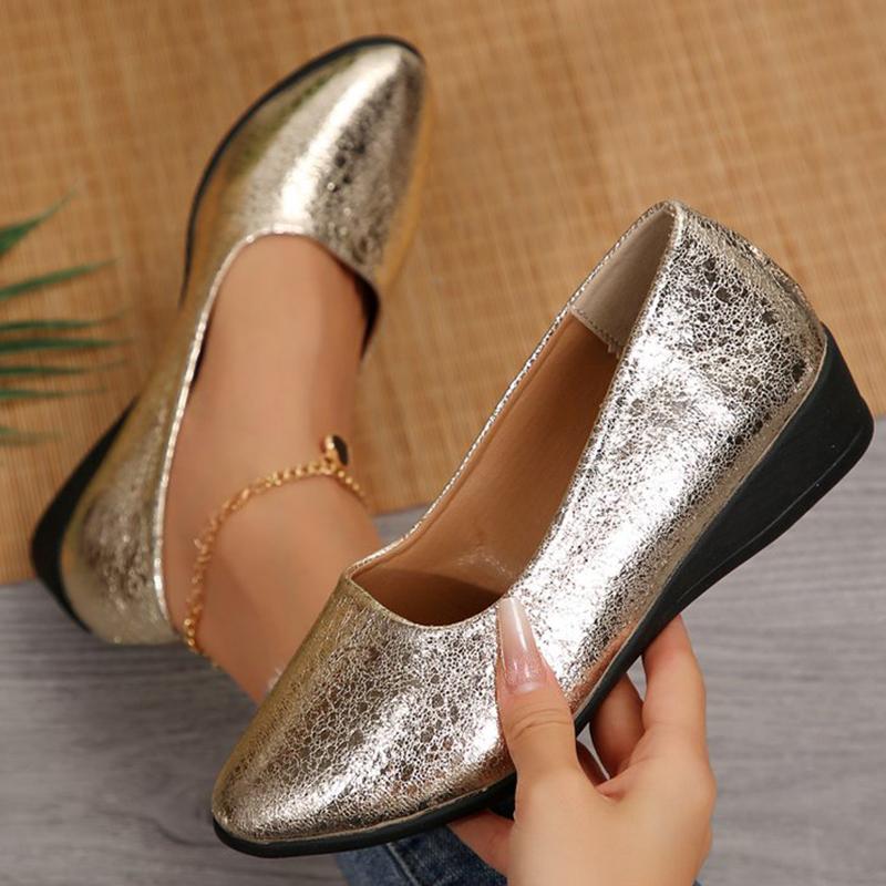 Fashion 2025 Fashion Bling Flat Shoes for Women Spring Autumn Solid Pointed Toe Women's Shoes All-Match Plus Size Flats Shoes Ladies