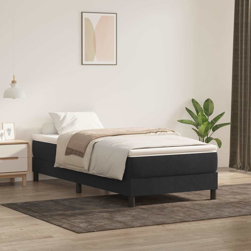 Łóżko Box Spring Bez Materaca Czarne 80X220 Cm Aksamit