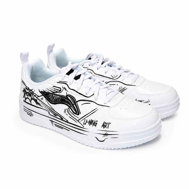Li Ning Sports Lifestyle Series Fashion Trend Versatile Low-Top Skate Shoes Men Sneakers White AGCW417-3