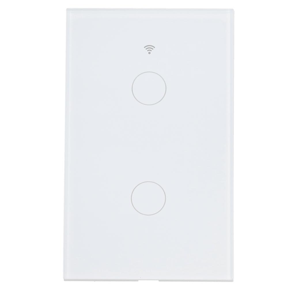 For Zigbee Tuya Remote Light Switch Voice Control 2‑Gang US Wall Touch Switch AC 100‑240V