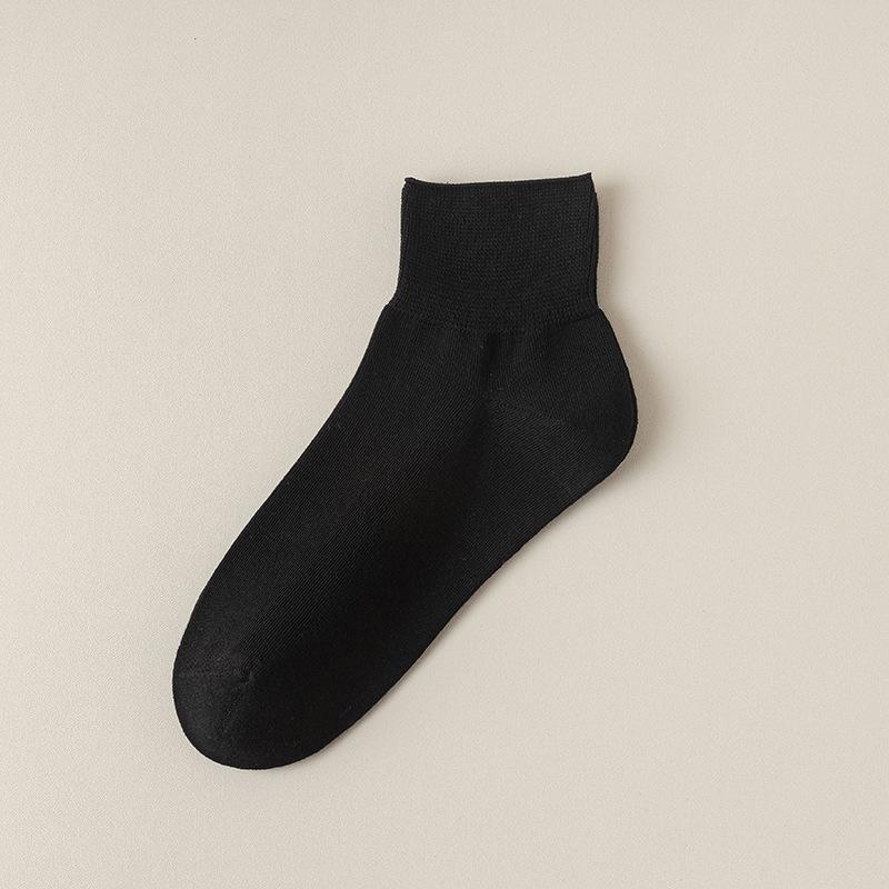 Women's Spring and Summer Thin Pure Color All Go Boneless Simple Loose Mouth In The Tube Socks