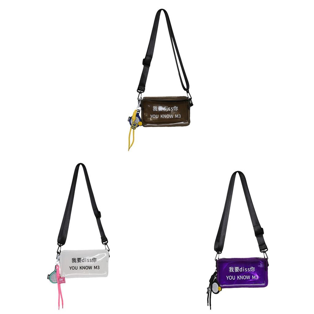 Sac photo transparent en PVC pour femmes et hommes, petite sacoche d'été à bandoulière avec fermeture éclair et poche pour téléphone portable