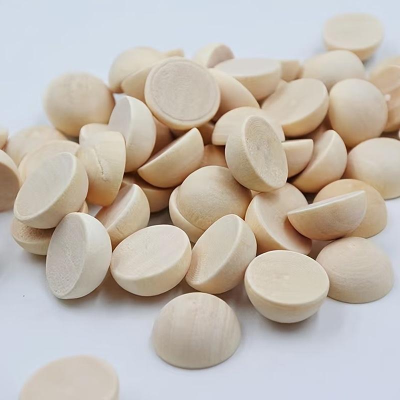 5/10/20/30/50Pcs Natural Half Wooden Beads Half Unfinished Wood Balls Split Wood Beads For Diy Craft Toy Home Decor