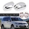 For Mitsu Pajero Sport 2009 2010 2011 2012-2014 ABS Car Rearview Side Mirror Cover Wing Cap Exterior Door Trim Adhesive Sticker