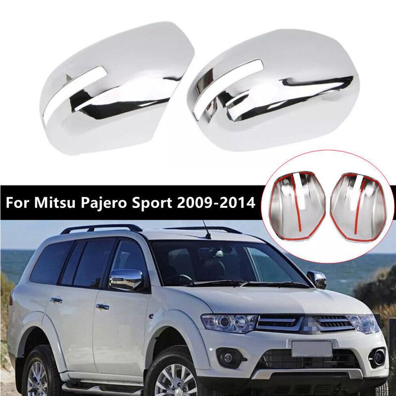 

For Mitsu Pajero Sport 2009 2010 2011 2012-2014 ABS Car Rearview Side Mirror Cover Wing Cap Exterior Door Trim Adhesive Sticker