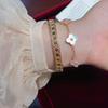 French Retro Mother-of-Pearl Bracelet & Earrings Set with Floral Design: Chic and Versatile Jewelry for Daily Wear
