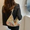 Floral Print Canvas Handbag Cloth Hanfu Underarm Bag Elegant Flower Tote Bag Party
