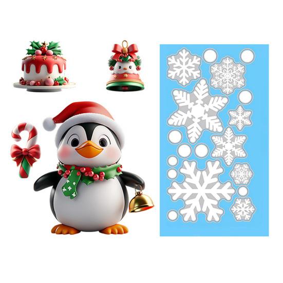 Static Cling Decals Christmas Window Clings, Reusable with Santa Snowman Snow Removable House Designs, Double Sided Glass Stickers for Holiday