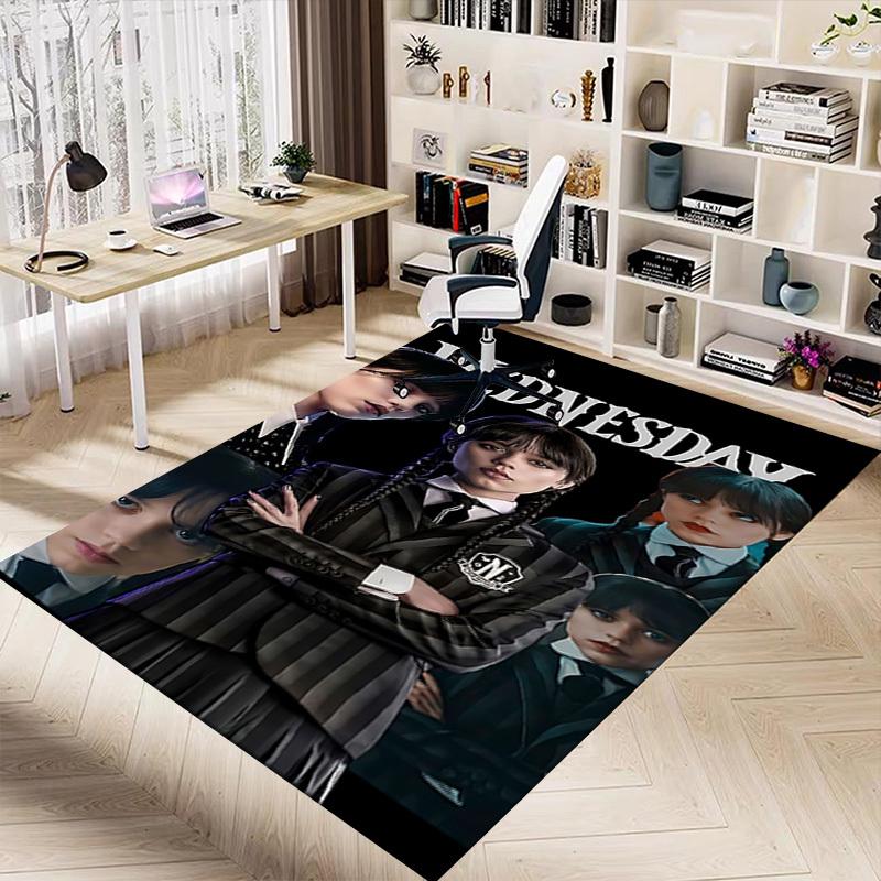 1pc Wednesday Addams Carpet Anti Slip Polyester Floor Mat for office.Bedroom