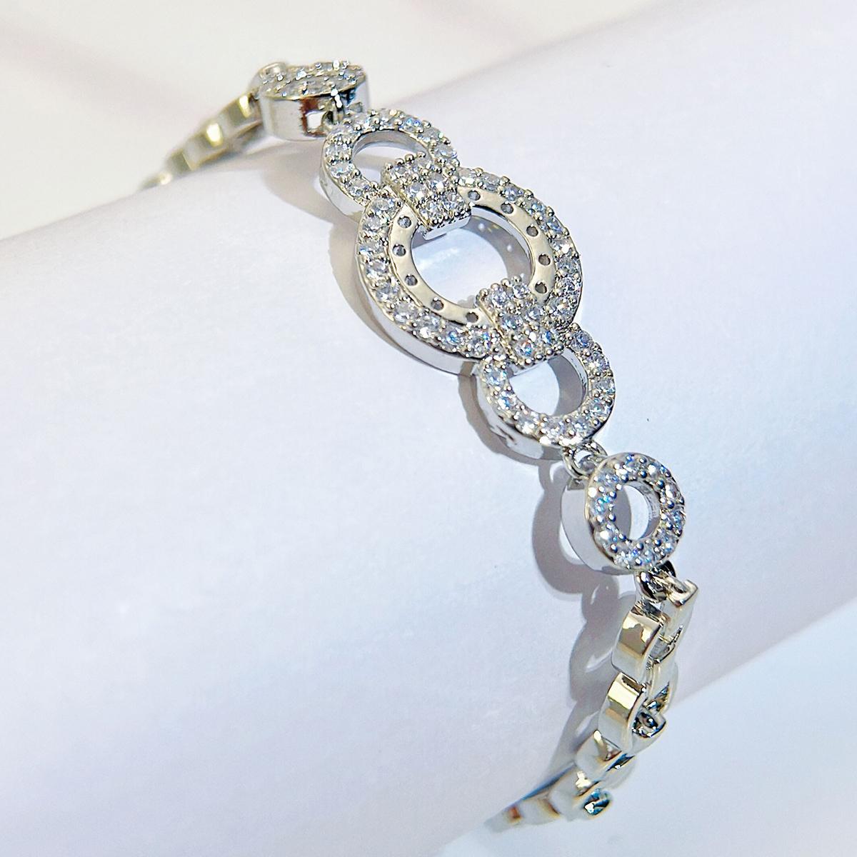 

WWJ Simple Fashion Woman с CZ цирконием золотисто-серебристый круглый полый теннисный браслет для вечеринки, свадьбы, ювелирные изделия в подарок серебряный