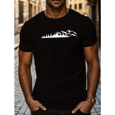 Bergen en Bossen Print Heren T-shirt met Korte Mouwen Zomer T-shirt Top