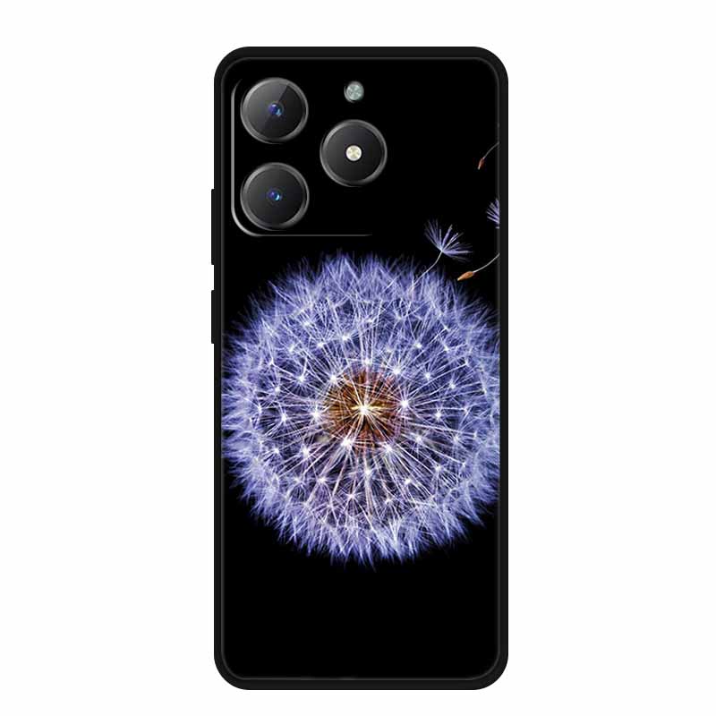 For Realme Narzo N61 Phone Case N 61 Coque Flowers Black Silicone Soft Back Cover For Realme Note 60 Case Note60 Funda Bags Capa