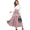 Women's High Waist Bow Tie Maxi Skirt Solid Color A Line Flowy Elegant Casual Work Party Skirts