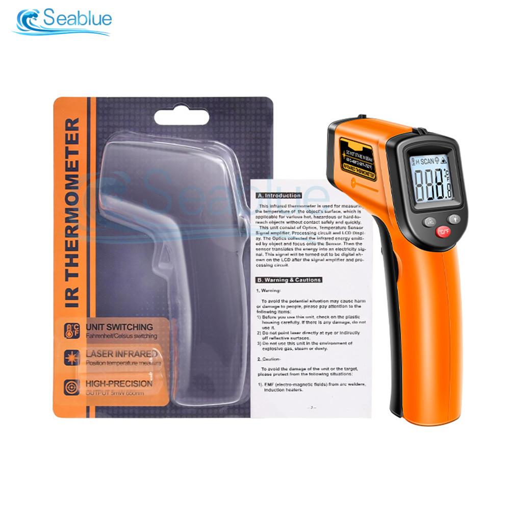 

TH201 Infrared Handheld Temperature Gun -50~400℃ IR laser Sensor Thermometer Thermal Imager VA Screen Meter Pyrometer Tool помаранчевий