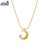 EFFIE QUEEN Mode Neues Design Mond Anhänger Kette Halskette Schmuck 18 Karat Vergoldeter Edelstahl Zirkon Choker Kette STKN19